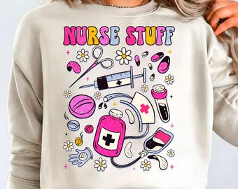Nurse Stuff PNG SVG | Registered Nurse Doodle | Minimalist Medical Clipart | Coquette Stethoscope Sublimation Design