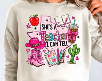 She's a Teacher PNG | Texas Teacher Shirt Design | Western Cowgirl Teacher PNG | Back to School Sublimation | Teacher Appreciation