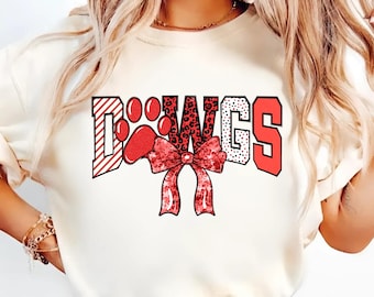 Dawgs PNG SVG | Czerwony wzór toile na dzień gry | Sublimacja maskotki Dawgs | Koszulka sportowa retro PNG | Pobierz cyfrową grafikę