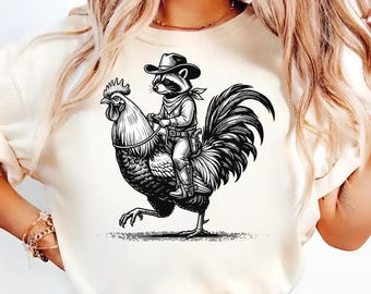 Country Cowboy Raccoon PNG SVG | Trash Panda Cowgirl Western Texas Design | Zabawny sublimacyjny wzór zwierząt gospodarskich do pobrania