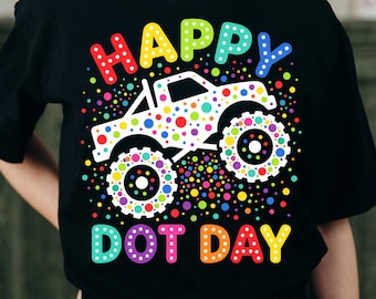 Happy Dot Day Monster Truck Png SVG, Polka Dotted Boys Kids, Rainbow Dot Day Sublimation Clipart for Cricut