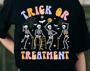 Halloween Physical Therapy PNG SVG | Cukierek albo psikus PNG | Zabawny projekt szkieletu PT | Prezent dla fizjoterapeuty | Straszne pobieranie cyfrowe