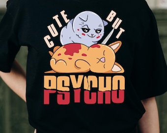 Gato fofo, mas psicopata (PNG e SVG) | Clipart de gato com humor negro | Sublimação de gato assassino engraçado | Design de animal de estimação fofo e assustador | Download digital