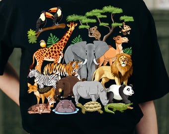 Zoo Animals PNG SVG Bundle | Cute Jungle Safari Wildlife Clipart | Kids Birthday Animal Design | Transparent Background Sublimation File