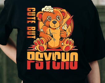Słodki, ale psychopatyczny PNG | Zabawny, upiorny niedźwiedź SVG | Przerażająca, słodka sublimacja na Halloween | Pobieranie cyfrowe horrorów z humorem | Upiorna sztuka sezonu