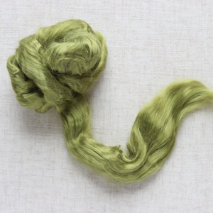 Asparagus Green Viscose Roving for Wet Felting, Needle Felting, and Spinning - 1 oz.
