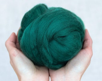 Forest Green Merino Wool Roving