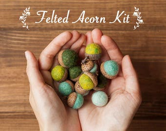 Felting Kit - Wet Felted Acorn Kit - Beginner - Fall - Christmas - Kids Craft - Decor - Wet Felting - Learn a New Craft