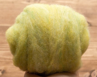 Blended Wool Batting for Needle Felting - Lemongrass - Batts, Fleece, Wet Felting, Spinning, Dyed Felting Wool, Citron, Yellow Green, Fiber