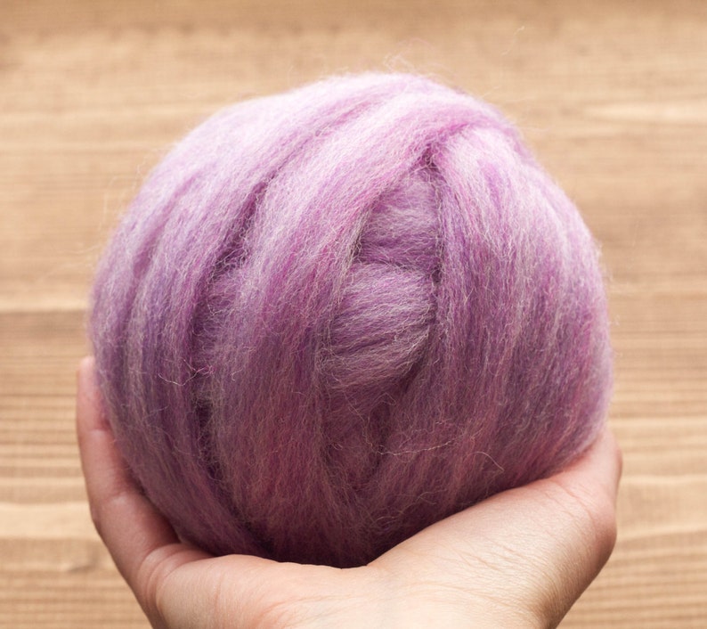 Wool Roving for Needle Felting, Wet Felting, Lilac Purple, Spinning, Dyed Felting Wool, Light Purple, Violet, Fiber Art Supplies image 1