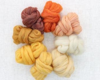 Oranges und Gelbs Wolle Roving Sampler