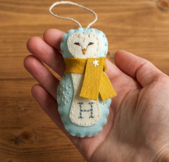 Items similar to Personalized Barn Owl Christmas Ornament with FREE