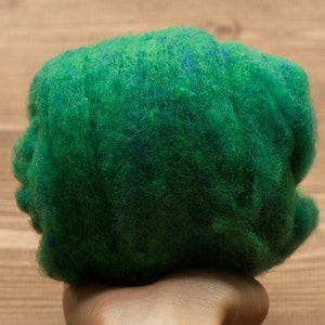 Kelp Forest Green Needle Felting Wool, Christmas Green, Wool Batting, Batts, Wet Felting, Spinning, Deep Green, Fiber Art Supplies