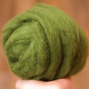 Merino Wool Batting in Ivy Green, Needle Felting, Dry Felting, Wet Felting, Nuno Felting, Weaving, by DHG