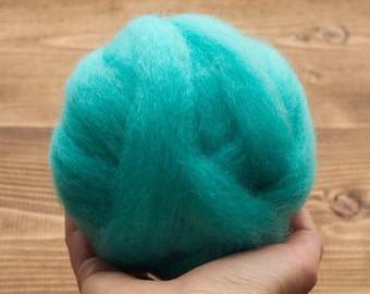 Aqua Blue Wool Roving for Needle Felting, Wet Felting, Spinning, Dyed Felting Wool, Turquoise, Light Teal, Robins Egg, Fiber Art Supplies