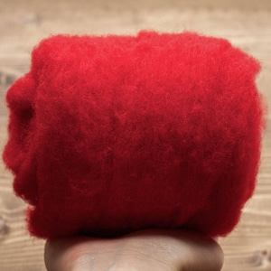 Needle Felting Wool Batting, Classic Red, Batts, Wet Felting, Spinning, Dyed Felting Wool, Holly Red, Christmas Red, Fiber Art Supplies