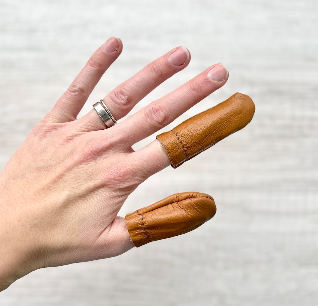 Leather Finger Guards for Needle Felting, Finger Cots, Leather Thimble