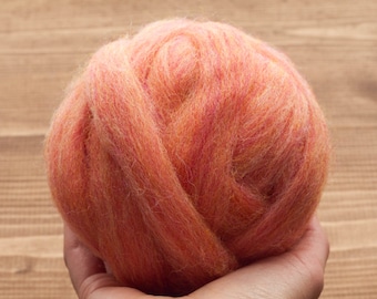 Pink Grapefruit Needle Felting Wool Roving - Wet Felting, Weaving, Spinning, Fiber Art Supplies - 1 oz.