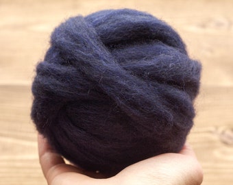 Wool Roving for Needle Felting in Midnight Blue, Wet Felting, Spinning, Navy, Indigo, Dark Blue, Craft Supplies, Fiber Arts