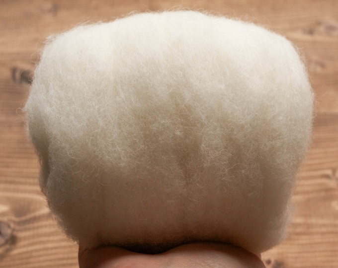 Warm White Needle Felting Wool, Wool Batting, Batts, Fleece, Wet