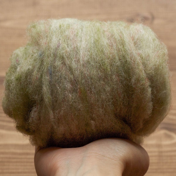New Jade Green Needle Felting Wool, Wool Batting, Batts, Wet Felting, Spinning, Dyed Felting Wool, Light Green, Sage, Fiber Art Supplies