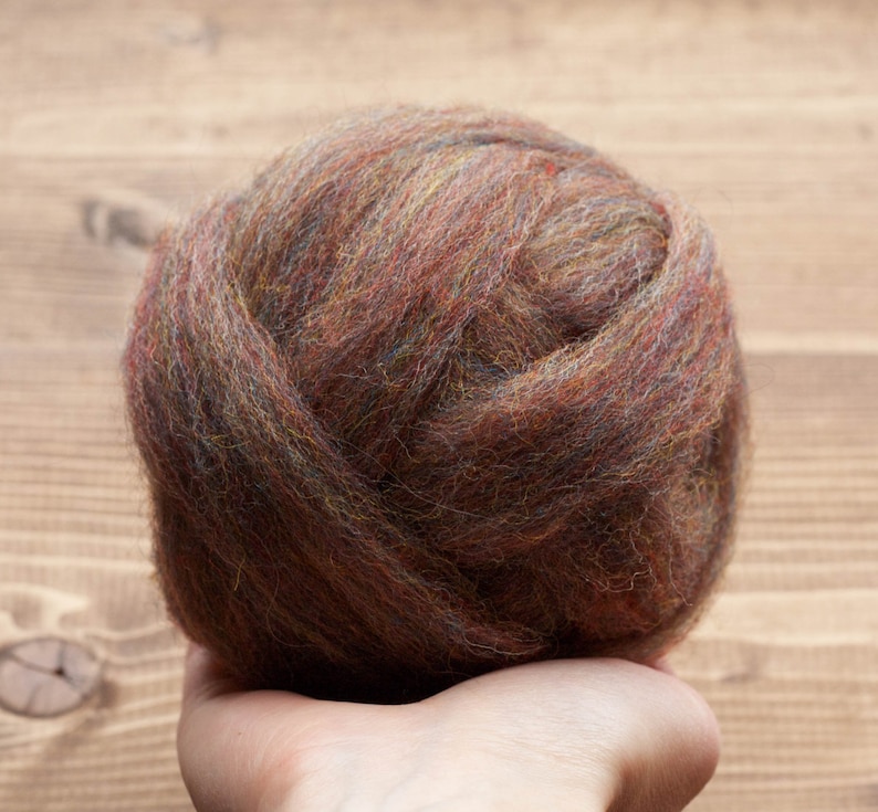 Brown Opal Wool Roving for Needle Felting, Wet Felting, Spinning, Dyed Felting Wool, Fiber Art Supplies 1 oz. image 1