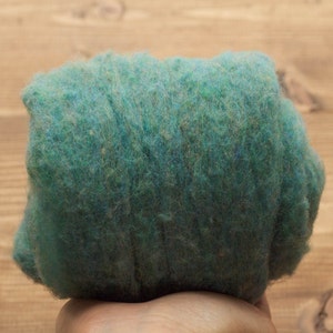 Blue Spruce Needle Felting Wool, Wool Batting, Batts, Wet Felting, Spinning, Dyed Felting Wool, Teal, Blue Green, Fiber Art Supplies