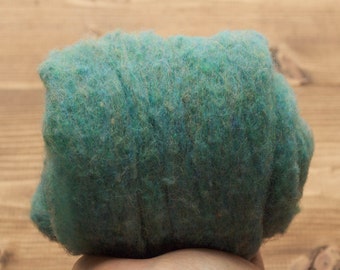 Blue Spruce Needle Felting Wool, Wool Batting, Batts, Wet Felting, Spinning, Dyed Felting Wool, Teal, Blue Green, Fiber Art Supplies