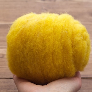 Saffron Yellow Carded Wool Batt for Needle Felting, Wet Felting, Spinning - 1 oz.