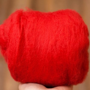 Merino Wool Batting in Passion Red, Christmas, Santa, Holiday, Needle Felting, Dry Felting, Wet Felting, Nuno Felting, Weaving, by DHG