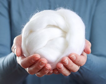 Merino Wool Roving - Snow White - 1 oz.