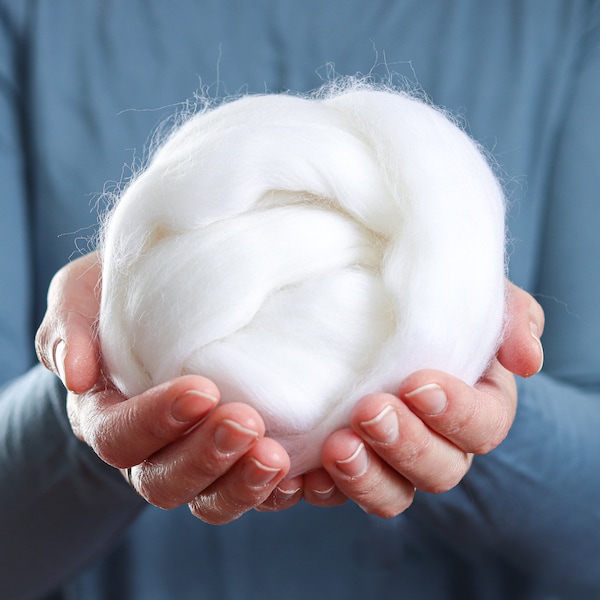 Merino Wool Roving - Snow White - 1 oz.