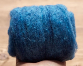 Indigo Bunting Blue Needle Felting Wool, Wool Batting, Batts, Fleece, Wet Felting, Spinning, Dyed Felting Wool, Cobalt, Fiber Art Supplies