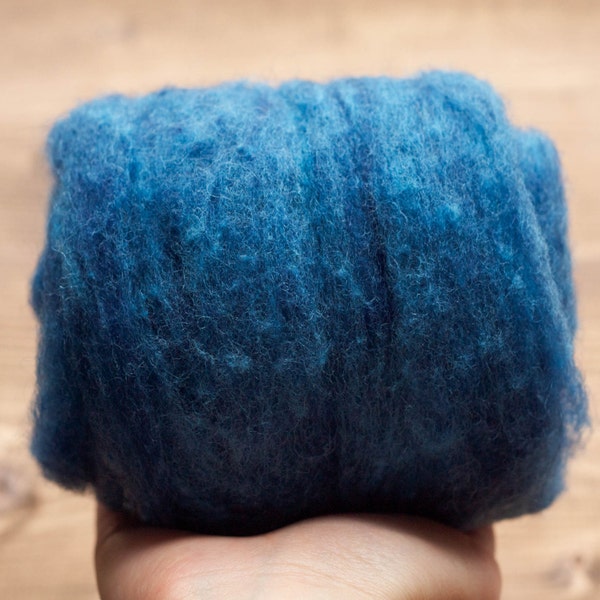 Indigo Bunting Blue Needle Felting Wool, Wool Batting, Batts, Fleece, Wet Felting, Spinning, Dyed Felting Wool, Cobalt, Fiber Art Supplies