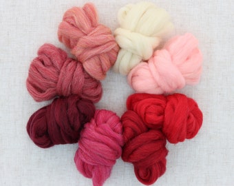 Valentine's Day Pinks and Reds - Wool Roving Sampler