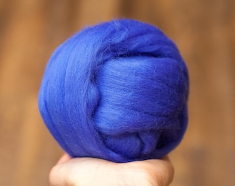 Merino Wool Roving in Dream, Blue, Cobalt, Needle Felting, Wet Felting, Nuno Felting, Weaving, Arm Knitting, Chunky Yarn, by DHG