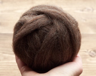 Walnut Brown Wool Roving for Needle Felting, Wet Felting, Spinning - 1 oz.