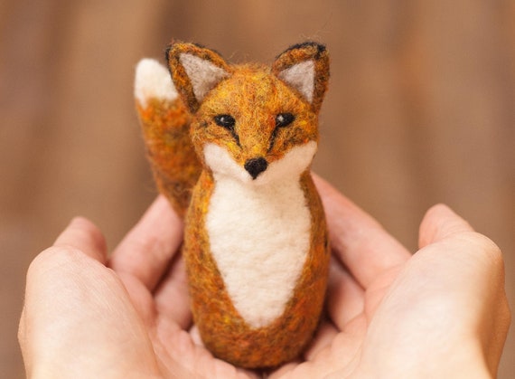 Handmade Needle felted felting kit project Animals fox penguin lamb cu –  Feltify