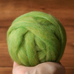 Green Apple Wool Roving for Needle Felting - Wet Felting, Spinning, Chunky Yarn, Weaving - 1 oz.