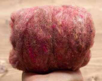 Rosewood Needle Felting Wool, Wool Batting, Batts, Fleece, Wet Felting, Spinning, Dyed Felting Wool, Fiber Art Supplies, Dusty Rose, Pink