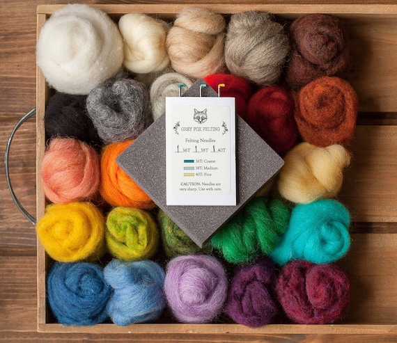 Onsinic Wollfilz Kunst Material Paket Felt Craft DIY Nadelfilzen Kit Nadelfilzen Herstellung Wolle Zum Filzen Supplies Nadelfilz