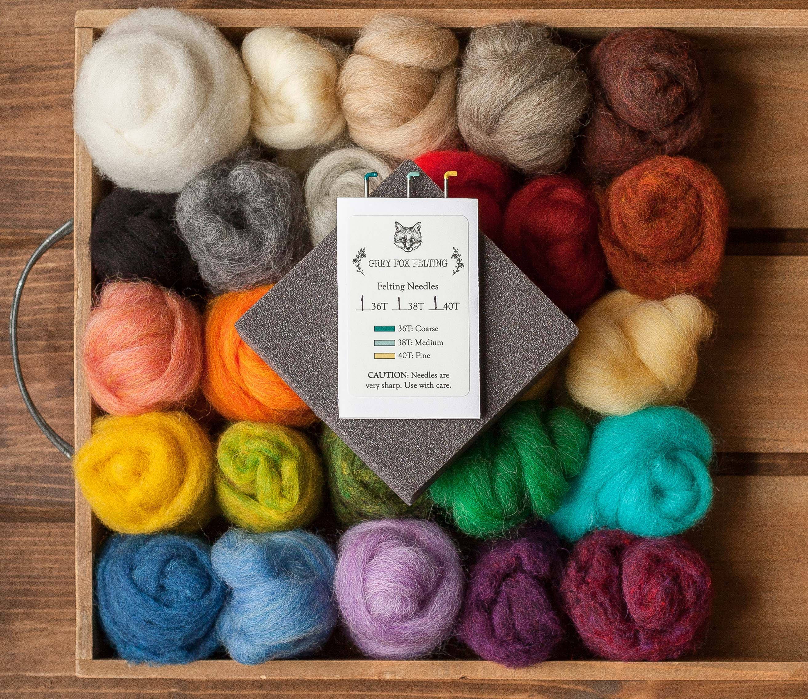Needle Felting Kit 36 Colors Wool Roving Set Craft DIY Tool Kit for Felted Animal Gift Present B 