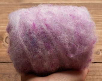 Lilac Mist Needle Felting Wool, Wool Batting, Batts, Fleece, Wet Felting, Spinning, Dyed Felting Wool, Light Purple, Fiber Art Supplies