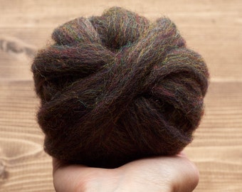 Licorice Snap Wool Roving for Needle Felting, Wet Felting, Spinning, Dyed Felting Wool, Rainbow, Black, Fiber Art Supplies