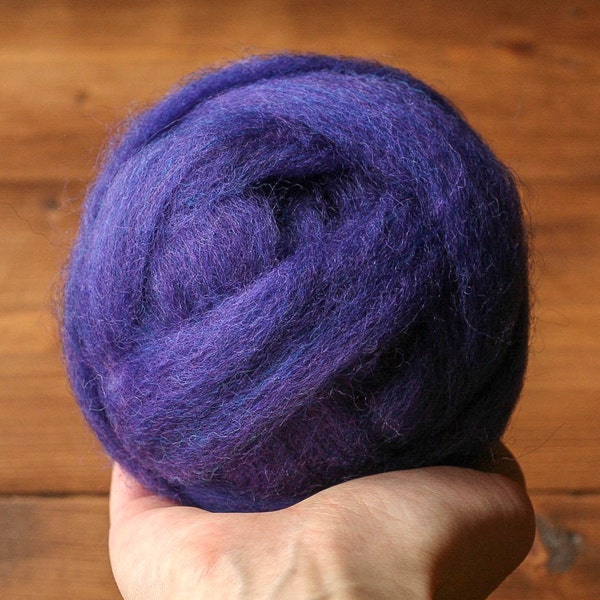 Larkspur Purple Wool Roving for Needle Felting, Supply, Wet Felting, Spinning, Dyed Felting Wool, Blue Violet, Fiber Art Supplies, DIY Yarn