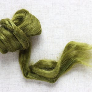 Olive Green Ramie Fiber for Wet Felting, Needle Felting, and Spinning - 1 oz.