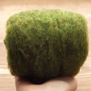 Moss Green - Carded Wool Batting for Needle Felting, Wet Felting, and Spinning - 1 oz.