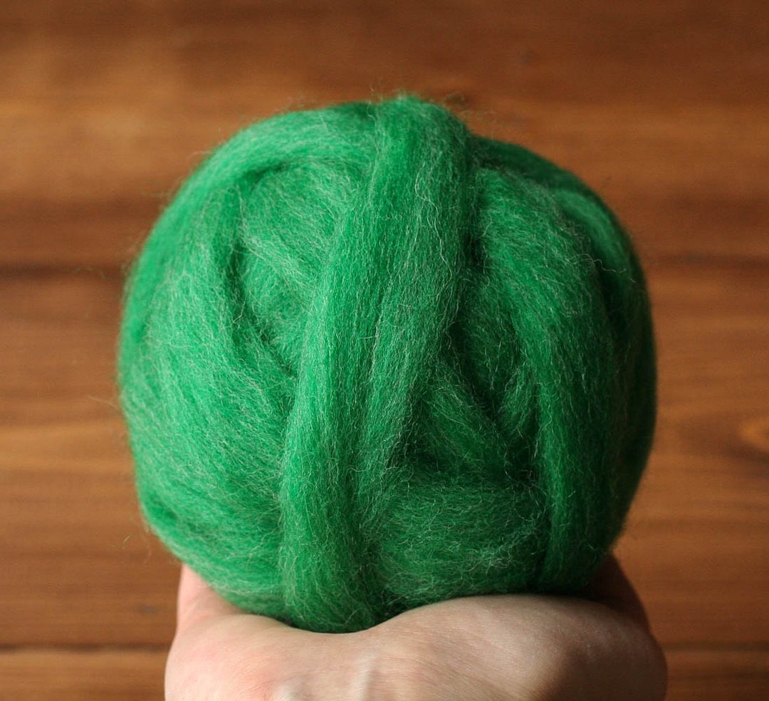 Wool Roving for Needle Felting in Malachite, Spring Green, Shamrock