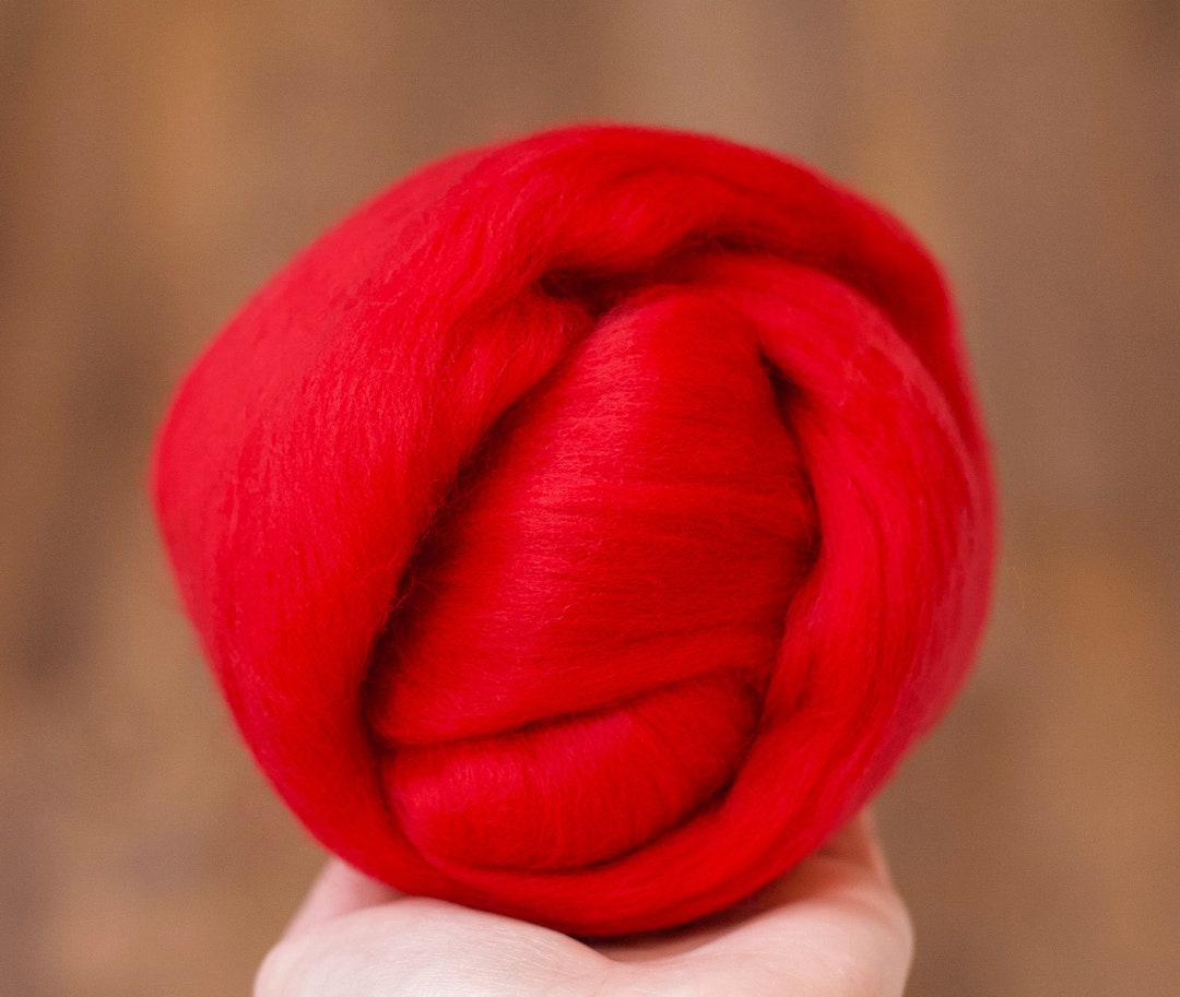 Red Merino Wool Roving for Needle Felting, Wet Felting, Spinning, Weaving - 1 Oz. - Etsy