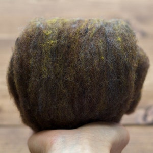 Black Walnut Carded Wool Batts for Needle Felting, Wet Felting, Spinning - 1 oz.